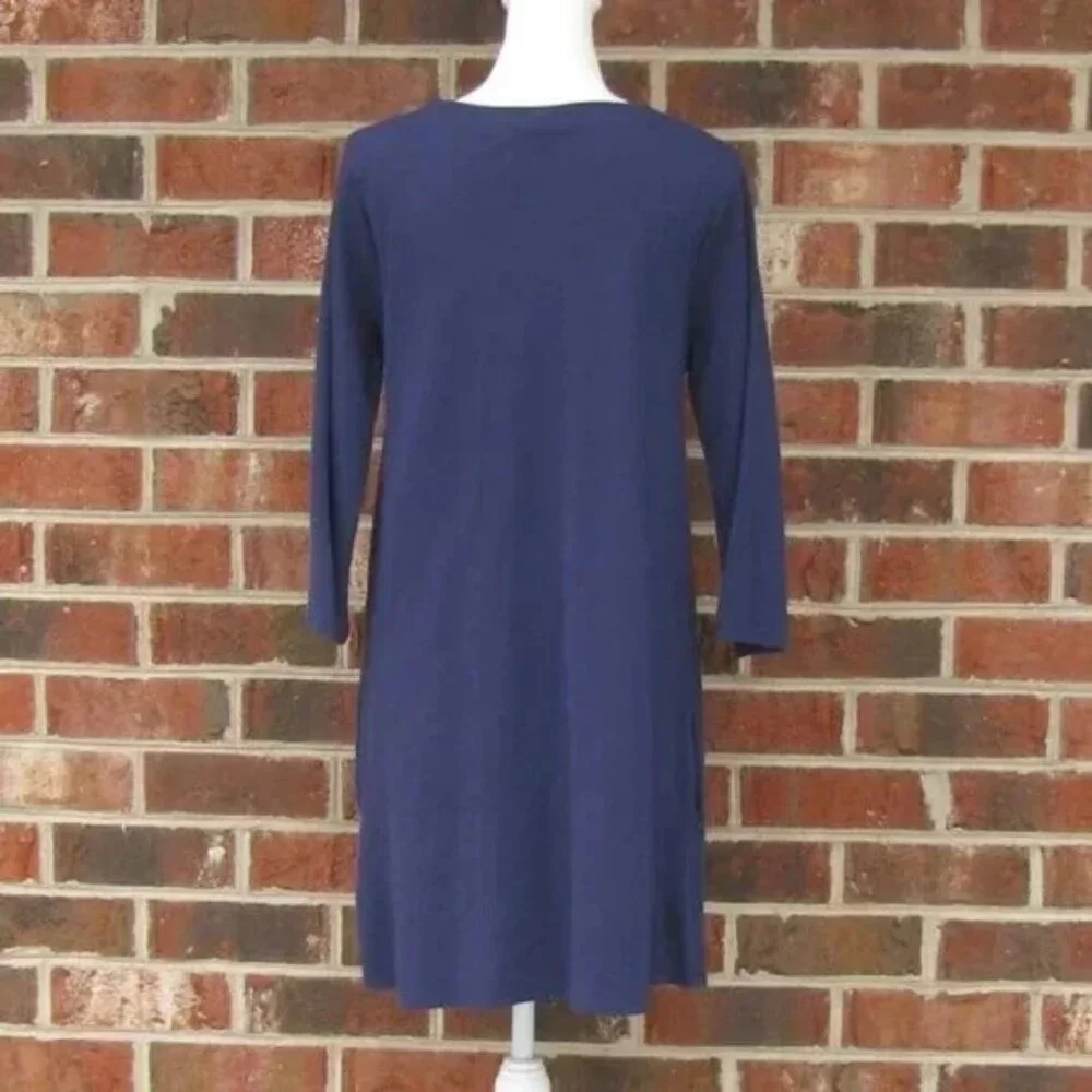 NWT Ripley Rader A line navy blue v neck Size 4 dress has pockets luxury style - Picture 5 of 6